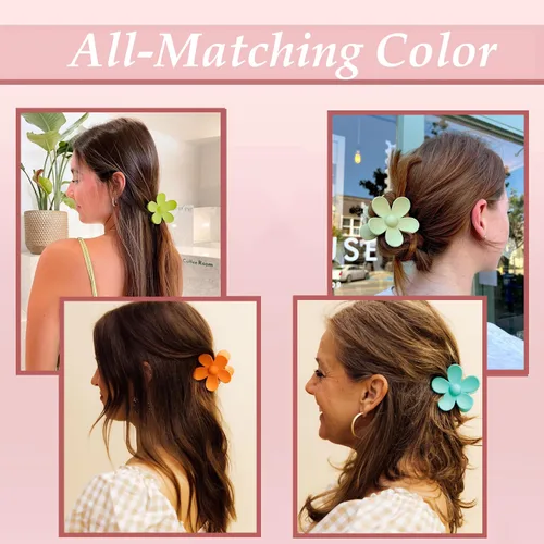 Miniatura 5 de Pinzas para el cabello de flores para mujer, 9 pinzas mate con agarre fuerte para cabello grueso y fino, antideslizantes, 9 estilos
