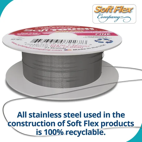 Miniatura 6 de Soft Flex Alambre de cuerda de 21 hebras, trenzado flexible, fino, 0.14 de diámetro, alambre de cuentas para fabricación de joyas, plata satinada