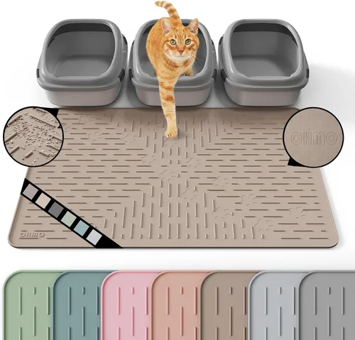 Miniatura 15 de OHMO Alfombrilla Grande para Arena de Gatos Alfombrilla de Captura Premium Goma de Silicona 31.5 x 23.6 pulgadas Gris Ceniza, Alfombrilla para Caja