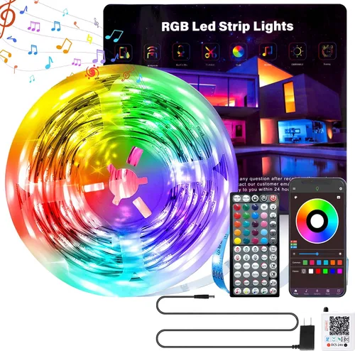 Miniatura 8 de GANZQH Luces LED para dormitorio, 150 pies, sincronización de música, cambio de color, tira de luces LED con control remoto y aplicación, luces LED