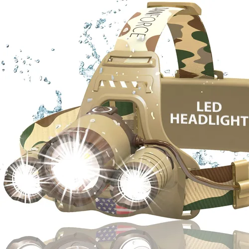 Miniatura 10 de DanForce Linterna frontal. Lámpara LED recargable por USB para la cabeza. Linterna frontal ultra brillante LUMINUS de 1080 lúmenes + luz roja.