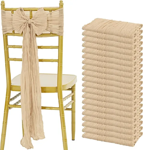 Miniatura 13 de Showgeous 20 bandas para silla, estopilla rústica, lazos decorativos diseñados para bodas, banquetes, fiestas, pasillo, decoración del hogar