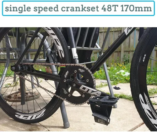 Miniatura 3 de CYSKY Juego de Bielas de Una Sola Velocidad E-Bike 170mm 130 BCD 48T/53T/56T/58T/60T Juego de Bielas Cónico Cuadrado para Bicicleta Plegable E-Bike