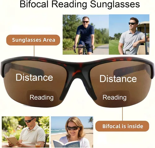 Miniatura 2 de 3 pares de lentes de sol de lectura bifocales para hombres y mujeres, lentes de lectura envolventes para exteriores