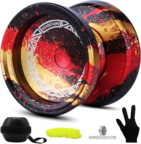 Miniatura 11 de YOYOSTUDIO D24 Yoyo profesional – Yoyo de metal sensible y no responde para trucos de giro de dedos, kit completo de accesorios con kit