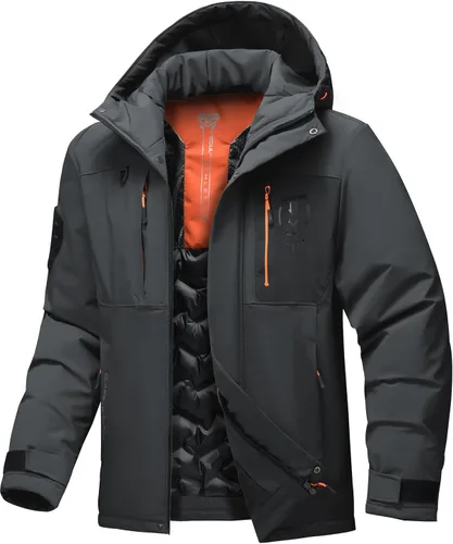 Miniatura 10 de Chaqueta térmica impermeable a prueba de viento para hombre, con capucha, aislada, ligera, abrigo de nieve de invierno con múltiples bolsillos
