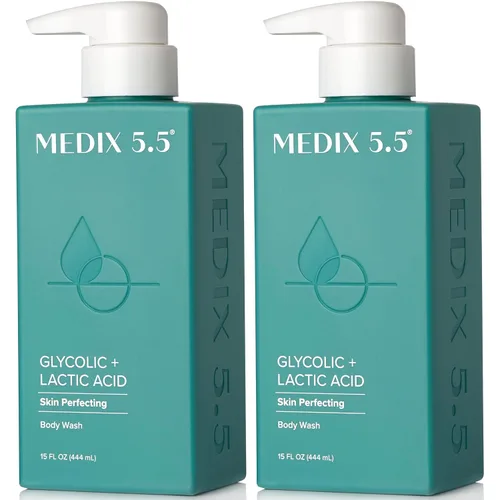 Miniatura 23 de MEDIX - Juego de 3 piezas para el cuidado de la piel antienvejecimiento Limpiador facial y corporal espumoso exfoliante con ácido glicólico AHA +