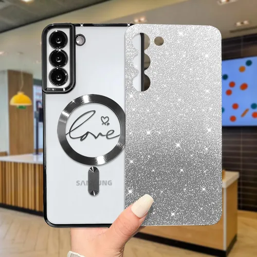 Miniatura 32 de ZONRW - Funda para Samsung Galaxy S22 Ultra magnética, para mujeres y niñas, cubierta trasera suave, lujosa, con corazón de amor, bling, degradado