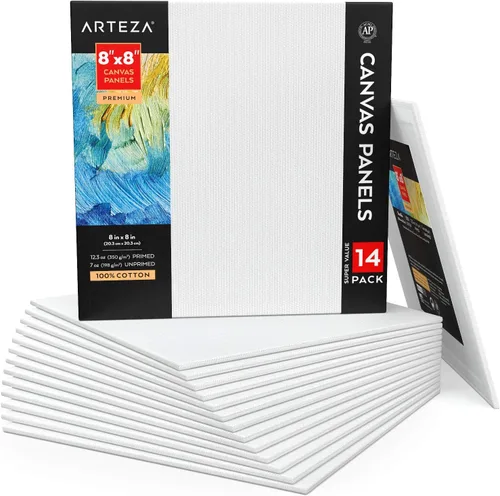 Miniatura 23 de ARTEZA Paneles de lienzo para pintar, 28 piezas, 5 x 7, 8 x 10, 9 x 12, 11 x 14 pulgadas, algodón, imprimados en yeso, suministros de arte
