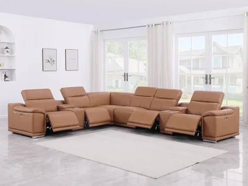 Miniatura 52 de BlackJack Furniture Venice - Juego de sofá reclinable seccional de cuero italiano de grano superior de 12 piezas con 4 reclinables eléctricos