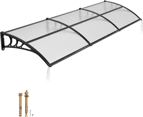 Miniatura 17 de VEVOR Toldo para puerta de entrada, toldo de puerta de ventana de 24 x 24 pulgadas con drenaje y soporte de ABS, cubierta de policarbonato