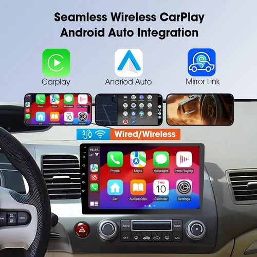 Miniatura 2 de Haudio Estéreo de coche Android para Honda Civic 2006-2011, pantalla táctil doble DIN de 10.1 pulgadas, CarPlay inalámbrico y Android Auto, GPS, FM