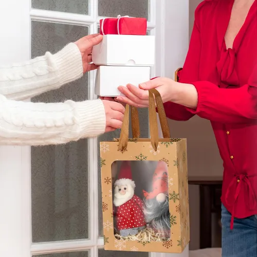 Miniatura 5 de Cholemy 16 bolsas de regalo de Navidad de verano con ventana transparente y asas, bolsas de papel kraft de regalo de Navidad de 10 x 7 x 5.12