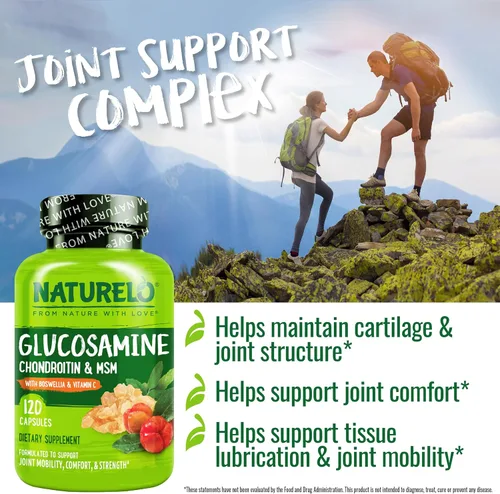 Miniatura 4 de NATURELO Glucosamina condroitina MSM con boswellia y vitamina C - Suplemento para comodidad, movilidad y fuerza de las articulaciones, 120 cápsulas