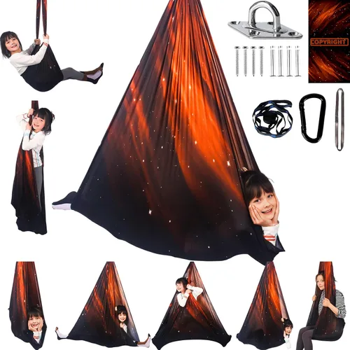 Miniatura 9 de Columpio sensorial para niños, terapia interior y exterior, hamaca para acurrucarse, con capacidad para hasta 300 libras, con kit de colgador