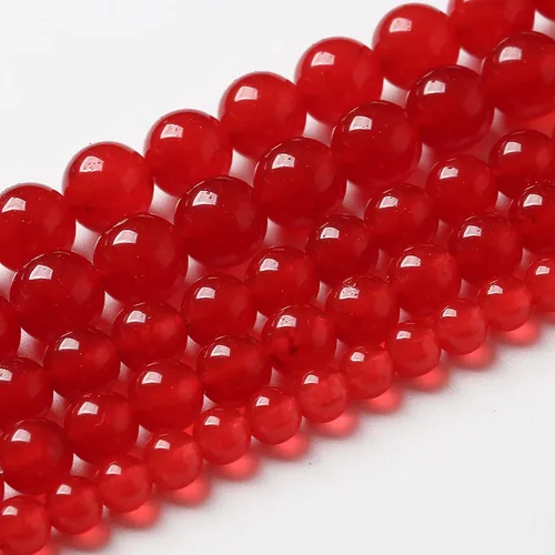 Miniatura 2 de 36 cuentas de calcedonia de jade rojo natural de 25/64 pulgadas (0.394 in), redondas sueltas, piedras preciosas energéticas curativas, para hacer