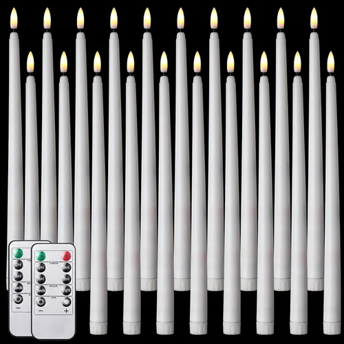 Miniatura 10 de Tuanse Paquete de 20 Velas Cónicas Blancas Sin Llama Parpadeantes a Granel Largas LED de Adviento Candelabros Operadas con Batería con Control Blanco