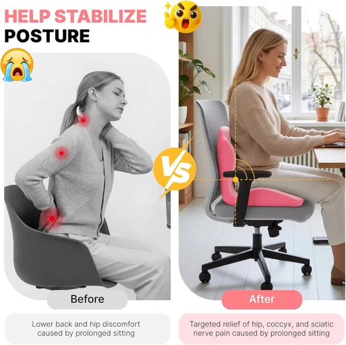 Miniatura 3 de Cojín de asiento ergonómico, cojines de asiento para silla de oficina con diseño integrado en forma de L, cojín ortopédico de espuma viscoelástica