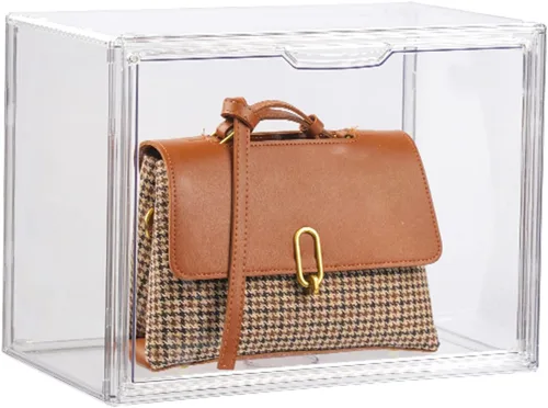 Miniatura 3 de FABROK Caja Organizadora de Almacenamiento de Libros Transparente, Estuche de Exhibición de Libros de Plástico Apilable con Puerta Magnética