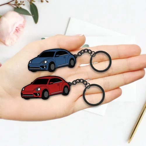 Miniatura 3 de Llavero para Volkswagen New Beetle,Para Volkswagen New Beetle Accesorios 2005-2022,Llavero de metal Rojo