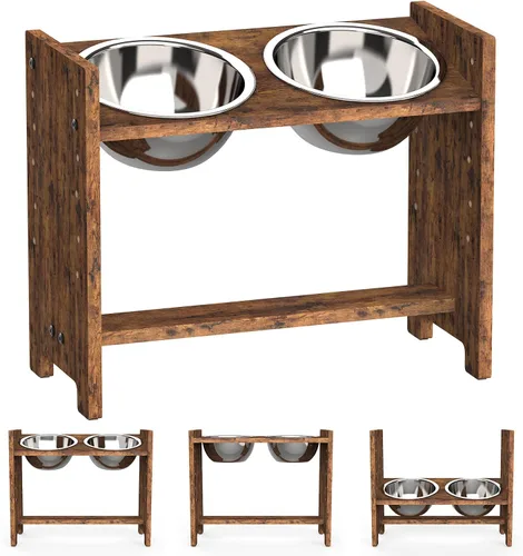 Miniatura 10 de Vantic Cuencos elevados para perros, soporte elevado ajustable para cachorros y gatos pequeños, alimentador de alimentos de bambú resistente