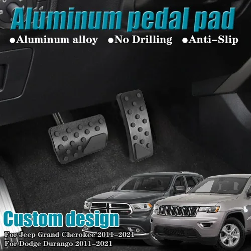 Miniatura 2 de LEXLEY 2 almohadillas de aluminio antideslizantes para pedal de freno de gas, cubiertas de pedal de acelerador sin perforación para Dodge 2011-2026