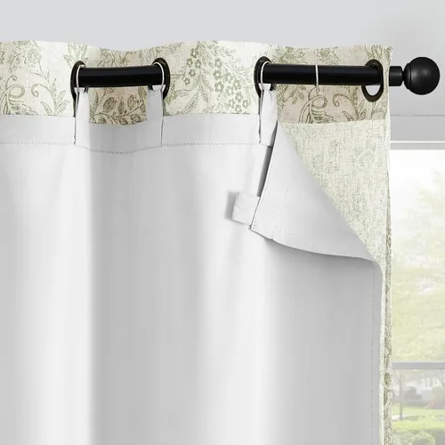 Miniatura 24 de JINCHAN Cortinas florales de lino para sala de estar, cortinas negras de estilo granja francesa de campo, cortinas de 63 pulgadas de largo, cortinas