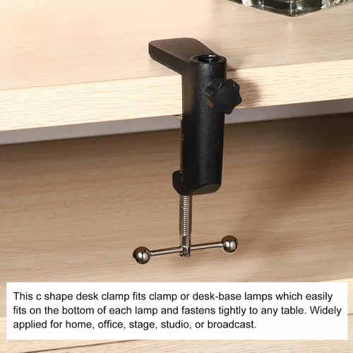 Miniatura 5 de PATIKIL Abrazadera de escritorio de 0.49 pulgadas de diámetro del orificio, soporte universal ajustable con abrazadera en C para micrófono, brazo