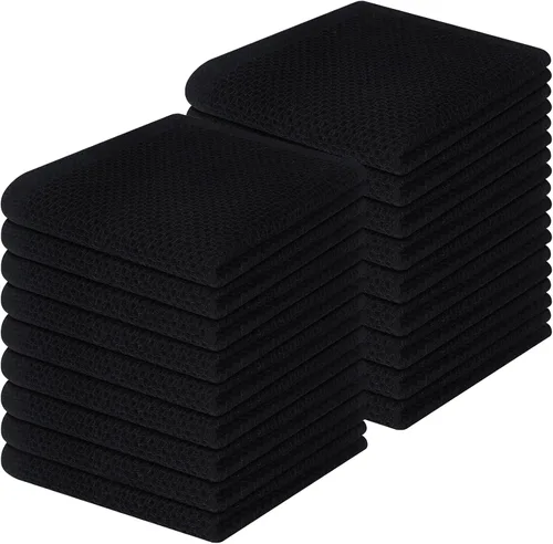 Miniatura 205 de Homaxy Paños de cocina de 100% algodón con tejido de gofre, ultra suaves, absorbentes, de secado rápido, 12 x 12 pulgadas, paquete de 6, amarillo