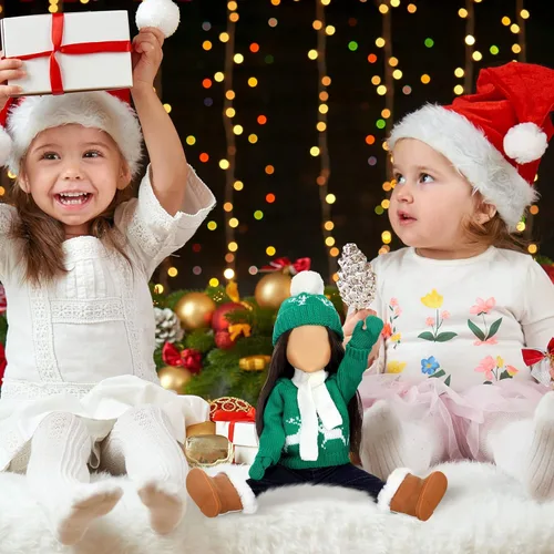 Miniatura 4 de Bencailor 6 Piezas Ropa y Accesorios de Muñeca de 18 Pulgadas de Navidad Conjunto de Atuendos Navideños Suéteres Pantalones Sombreros Zapatos