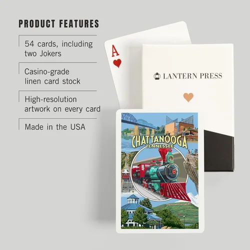 Miniatura 3 de Lantern Press Chattanooga, Tennessee, escenas de montaje (52 cartas de juego, baraja de cartas de tamaño póquer con comodines)