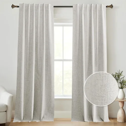 Miniatura 8 de StangH Cortinas Plisadas Completamente Opacas para Dormitorio, Cortinas de Lino Beige de 84 Pulgadas de Largo, 2 Paneles, Cortinas Térmicas