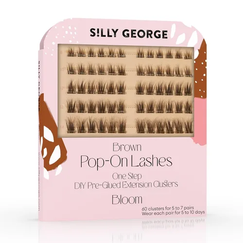 Miniatura 12 de Silly George - Pestañas Pop-On - Extensiones de pestañas falsas pre-pegadas DIY de 1 paso, aspecto natural, negras - rosadas, juego de 5-7 pares