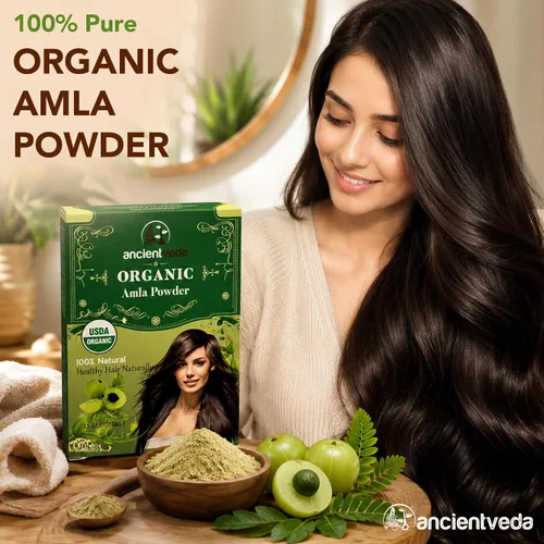 Miniatura 2 de Ancientveda Tratamiento orgánico natural para el crecimiento del cabello Antioxidantes Polvo limpiador Reduce las arrugas Amla, sin OMG
