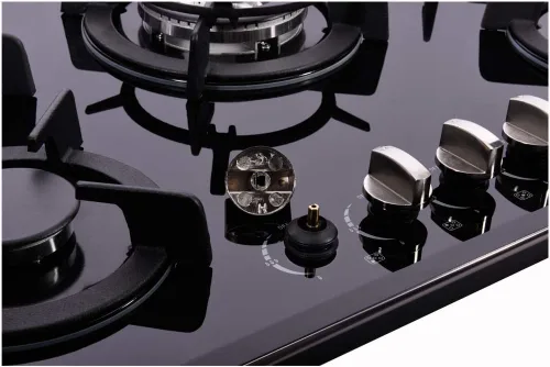 Miniatura 6 de Cocina de gas de 30 pulgadas, estufa de gas de 5 quemadores de vidrio templado incorporada, estufa de gas convertible a GLP/GN, estufa de gas