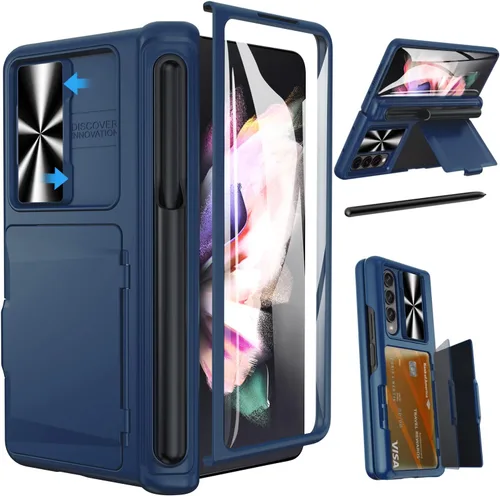 Miniatura 10 de Viaotaily Funda para Galaxy Z Fold 3 con Soporte para Bolígrafo, Funda Fold 3 con Protección de Bisagra y Protector de Pantalla, Funda con Soporte