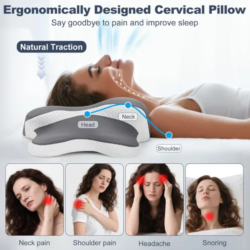 Miniatura 2 de Almohada para la apnea del sueño, almohada Ergo para la apnea del sueño, almohada cervical cervical para aliviar el dolor de cuello, dormir y alivio