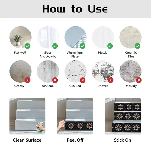 Miniatura 6 de PLIGREAT - 15 tiras de adhesivos vintage para escaleras, calcomanías de estrella boho para peldaños, autoadhesivas, vinilo retro, murales