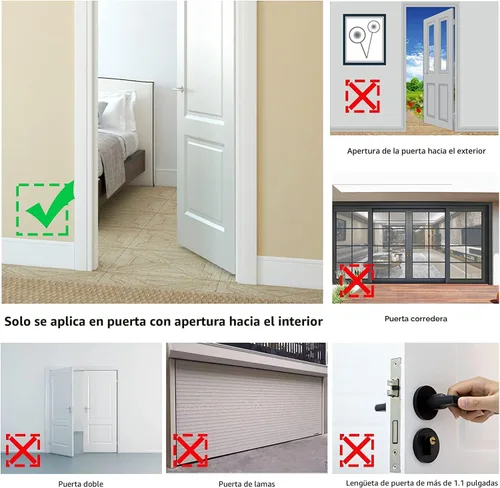 Miniatura 5 de AirBNB - Cerradura de puerta portátil, paquete de 2 cerraduras adicionales para privacidad y seguridad adicionales en el hogar, hotel y apartamento