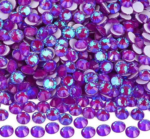Miniatura 21 de Diamantes de imitación Hotfix, 1440 diamantes de imitación de fijación en caliente para manualidades, ropa, decoración, neón azul, SS10 Azul neón