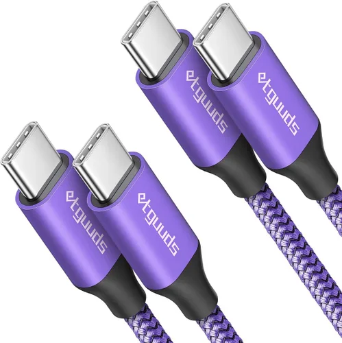Miniatura 19 de etguuds Cable USB C a USB C blanco de 1 pie, paquete de 2 cables USBC a USBC de 60 W, cable de carga tipo C a C, cable de carga rápida para iPhone