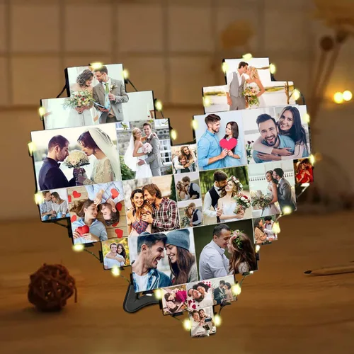 Miniatura 8 de Alice - Lámpara de fotos personalizada con forma de corazón grabada con 15 fotos para el día de la madre, regalo para la nueva mamá o madre