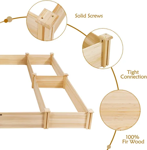 Miniatura 8 de S AFSTAR Cama de jardín elevada de madera, kit de jardinera divisible, cama elevada para plantar flores al aire libre, macetas sobre el suelo