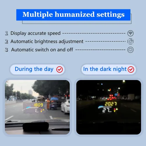 Miniatura 5 de Liiiyuan HUD M17, pantalla frontal OBD2 y GPS sistema dual velocímetro para coche, velocímetro digital con velocidad, dirección de viaje y alarma