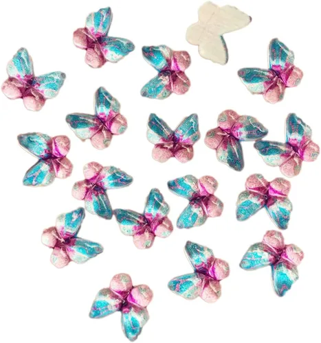 Miniatura 12 de Diamantes de imitación de mariposa con parte trasera plana, 80 unidades de 0.394 pulgadas, dijes de mariposa de resina para uñas, adornos, álbumes