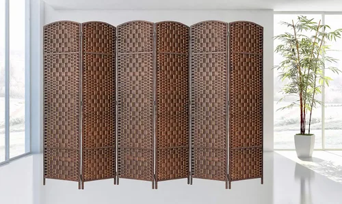 Miniatura 22 de Legacy Decor 8 Panels Room Divider Privacy Partition Screen Bamboo Fiber Natural Color 5.9 ft High X 11.7 ft Wide