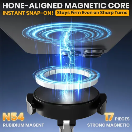 Miniatura 3 de Soporte magnético de vacío ajustable de 360° para teléfono, soporte magnético de succión al vacío con abrazadera, soporte de teléfono plegable