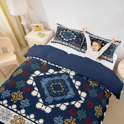 Miniatura 5 de jejeloiu Southwestern - Juego de ropa de cama tamaño individual, diseño geométrico para niños, adolescentes, decoración tribal, juego de funda