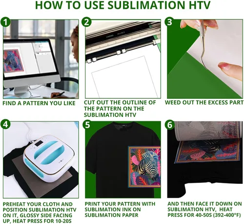Miniatura 8 de HTVRONT HTV de Sublimación para Tela Oscura/Clara - Vinilo de Sublimación Brillante 12" X 10 Pies para Camisetas - Funciona Junto con Papel