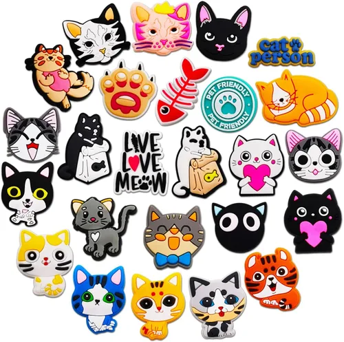 25 dijes para zapatos de gato para sandalias de burbujas de cocodrilo lindos zapatos de mascotas para niñas mujeres niños hombres y adultos Cloruro